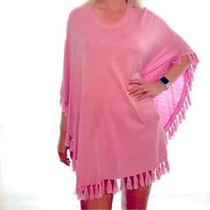 Duffield Lane Light Pink Poncho Sweater with Pocket